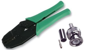 BNC crimp tool with connector components